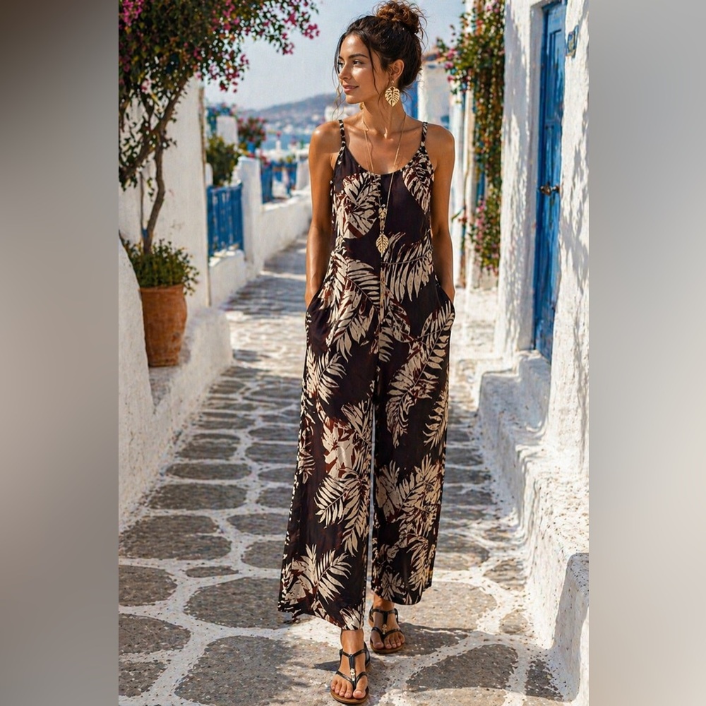 🌿 Emery Rose Tropical Jumpsuit – Size Small (NWOT)